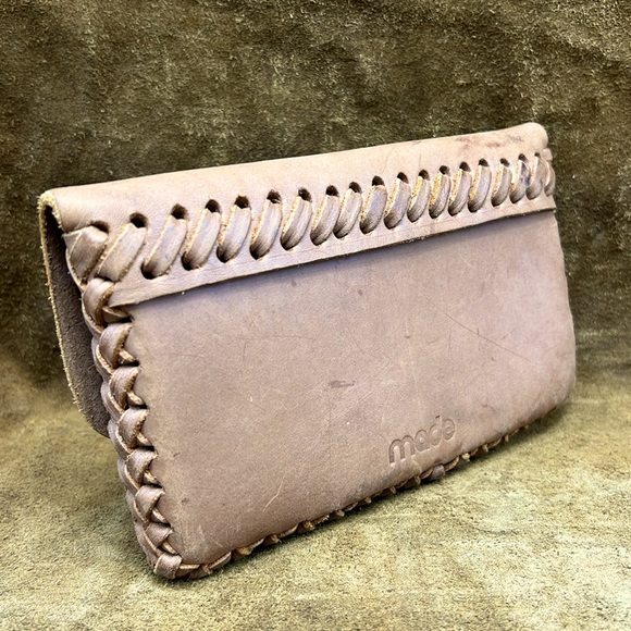 Made Leather Wallet Clutch Pouch - Picture 1 of 10